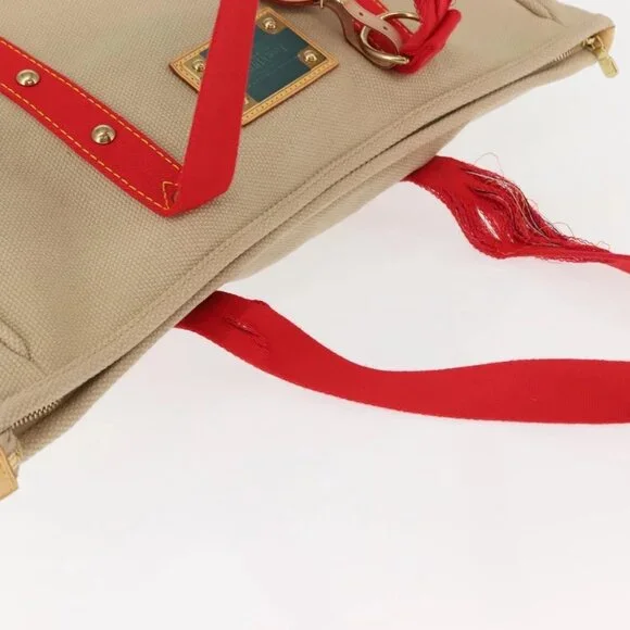 LOUIS VUITTON Antigua Hippo GM Tote Bag Beige Red M40032 LV Auth BA7007 - Picture 5 of 16